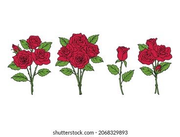 Culip art of rose bouquet set 01 Red