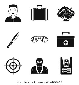 Culprit icons set. Simple set of 9 culprit vector icons for web isolated on white background