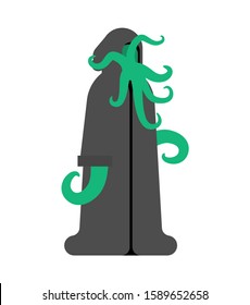 Cult Cthulhu follower. Monk octopus with tentacles and in cassock