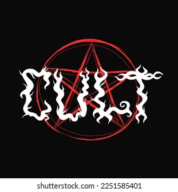 Cult quote,trendy style letters.Vector hand drawn illustration. Abstract lettering, occult,cult,satanic print for t-shirt,logo,poster art concept