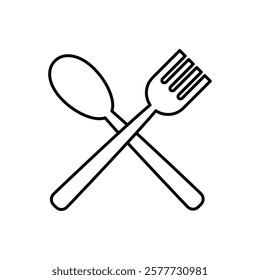 Cultery icon, fork spoon icon, simple flat black linear illustration for web and app..eps