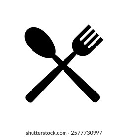 Cultery icon, fork spoon icon, simple flat black trendy style illustration for web and app..eps