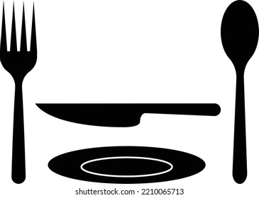Icône de la culture, panneau de cuillère à fourchette de couteau. Conception à plat, illustration vectorielle.
