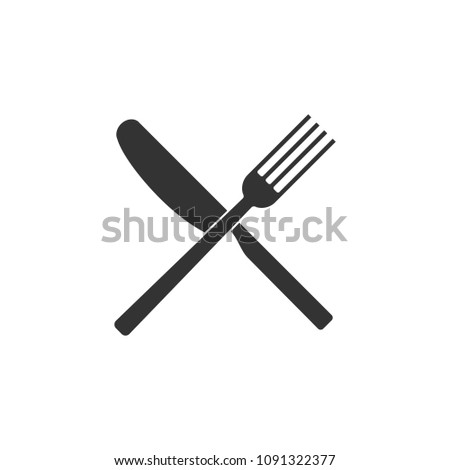 Cultery icon, knife fork spoon sign. Flat design, vector illustration.