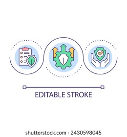 Cultivate safety standard loop concept icon. Organizational culture. Occupational health and security abstract idea thin line illustration. Isolated outline drawing. Editable stroke. Arial font used