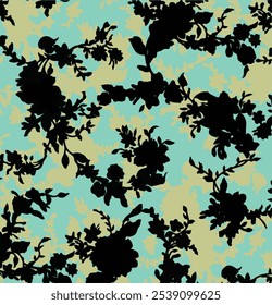Cultivated big green edible health cosmetic bunch backdrop. Bright color hand drawn eco bio oil food spring meadow field design. Retro art doodle abstract line print style. fabric textile view.