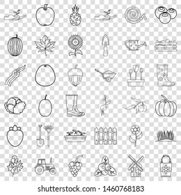 Cultivated icons set. Outline style of 36 cultivated vector icons for web for any design