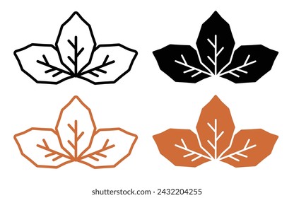 Cultivated Leaf Line Icon. Tobacco Aroma Icon in Outline and Solid Flat Style.