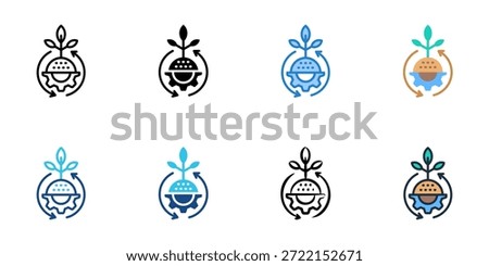 Cultivating icons set multiple style collection. Editable stroke 

