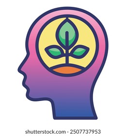 Cultivating personal development. Illustration of fostering intellectual development and nurturing mental wellbeing, symbolizing the process of personal growth.