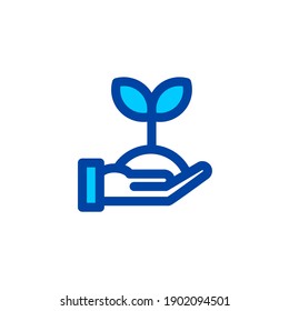 Cultivation bud plant icon in blue color style. Pixel perfect icon. Vector