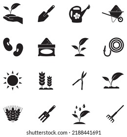 Cultivation Icons. Black Flat Design. Vector Illustration.