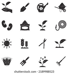 Cultivation Icons. Black Scribble Design. Vector Illustration.