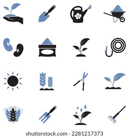 Cultivation Icons. Two Tone Flat Design. Vector Illustration.