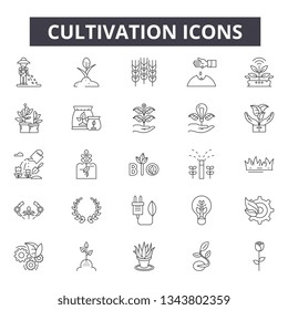 Cultivation line icons for web and mobile design. Editable stroke signs. Cultivation  outline concept illustrations