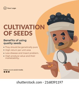 Cultivation of seeds banner design template.