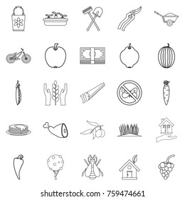 Cultivator icons set. Outline set of 25 cultivator vector icons for web isolated on white background