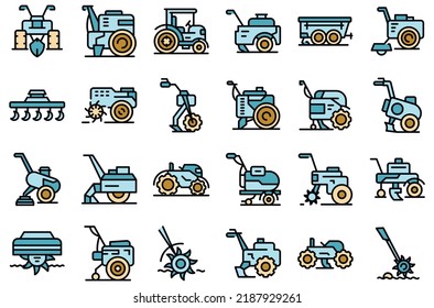 Cultivator machine icon outline vector. Agriculture agronomy. Engine farm