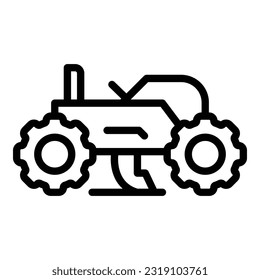 vector de contorno de icono de la máquina de cultivo. Tractor de granja. Hierba de la ducha