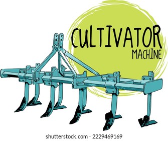 cultivator machinery in field for farmers in agriculture, machine for farmers