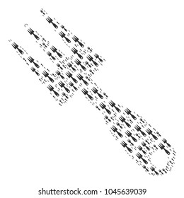 Cultivator Rake illustration designed in the shape of cultivator rake pictograms. Vector iconized composition organized with simple pictograms.
