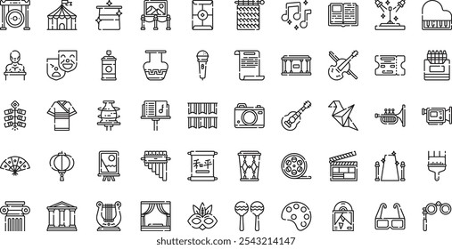 Cultural activities icons High-Quality Vector Icons Collection with Editable Stroke. Ideal for Professional and Creative Projects.