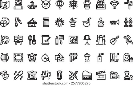 Cultural activities icons High-Quality Vector Icons Collection with Editable Stroke. Ideal for Professional and Creative Projects.