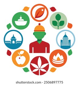 Cultural Awareness Symbols - Promoting Understanding and Respect Vector Illustration