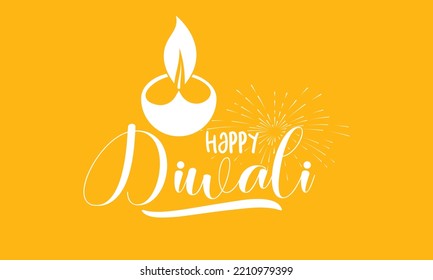 Cultural calligraphy design concept of Happy Diwali or Deepavali with lamp. Festival design vector illustration.