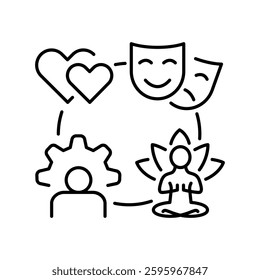 Cultural capital black line icon. Vector isolated element  Equality, Human Rights, and Fair Society