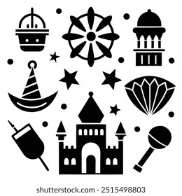 Cultural Celebrations Icons - Various Festivals Vector Illustration Clipart
