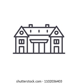 Cultural center black icon concept. Cultural center flat  vector symbol, sign, illustration.