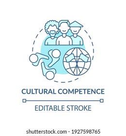 Cultural Competence Concept Icon. Language Learning Competence Idea Thin Line Illustration. Multicultural, Intercultural Competence. Vector Isolated Outline RGB Color Drawing. Editable Stroke