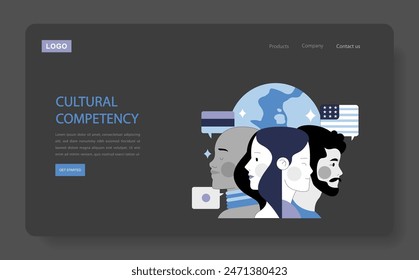 Cultural Competency concept. Multicultural engagement and global communication across diverse ethnicities. Fostering understanding and inclusiveness. Vector illustration.