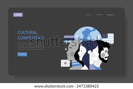 Cultural Competency concept. Multicultural engagement and global communication across diverse ethnicities. Fostering understanding and inclusiveness. Vector illustration.