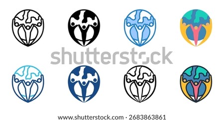 Cultural diffusion icon set multiple style collection 
