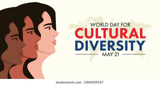 Cultural diversity Day Banner, the unity concept that women's from different ethnicity and different cultural groups stand together, vector illustration design