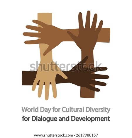 Cultural Diversity for Dialogue and Development World Day circle hand, vector art illustration.