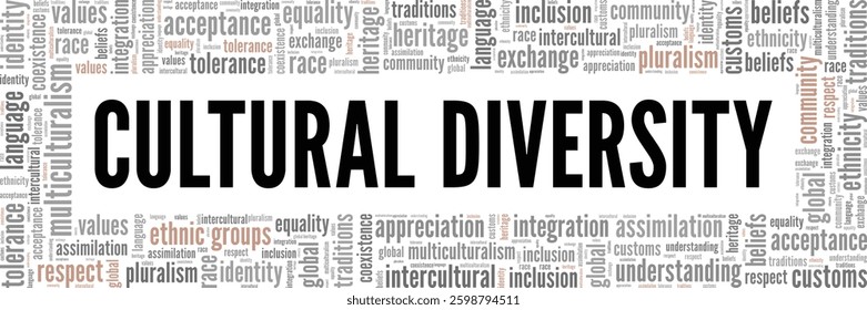 Cultural Diversity word cloud conceptual design isolated on white background.