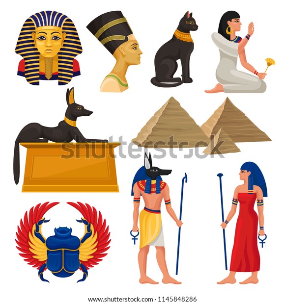 Cultural Elements Ancient Egypt Pharaoh Queen Stock Vector (Royalty ...