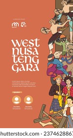 Cultural Event design layout template background with Indonesian illustration of Nusa Tenggara