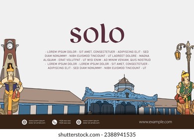 Cultural Event design layout template background with illustration of Solo Central Java Culture