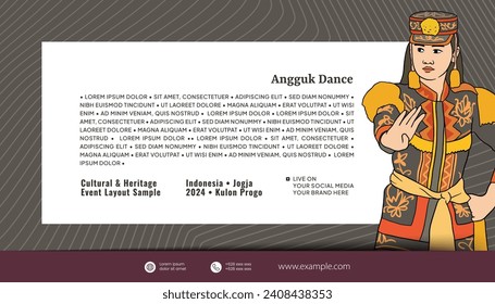 Cultural Event design layout template background with traditional Angguk dance illustration