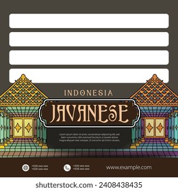 Cultural Event design layout template background with wayang kayon gunungan illustration