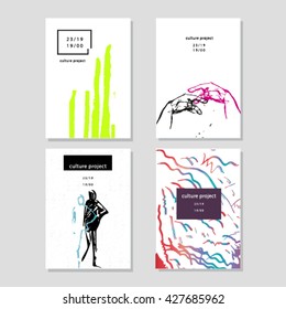 Cultural event graphic design poster set. Modern background for banner, card, poster, poster