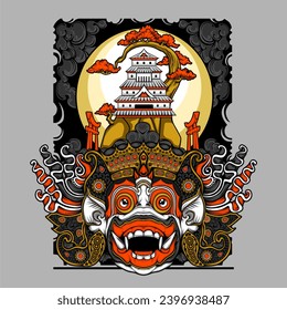 cultural full face mask illustration for t shirt design