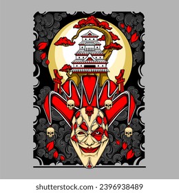 cultural full face mask illustration for t shirt design