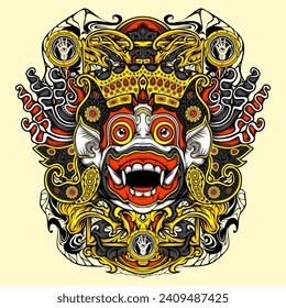 cultural full face mask illustration for t shirt design