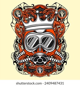 cultural full face mask illustration for t shirt design
