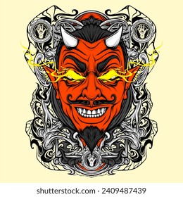 cultural full face mask illustration for t shirt design